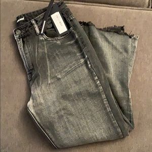 Dark gray, flare cropped jeans